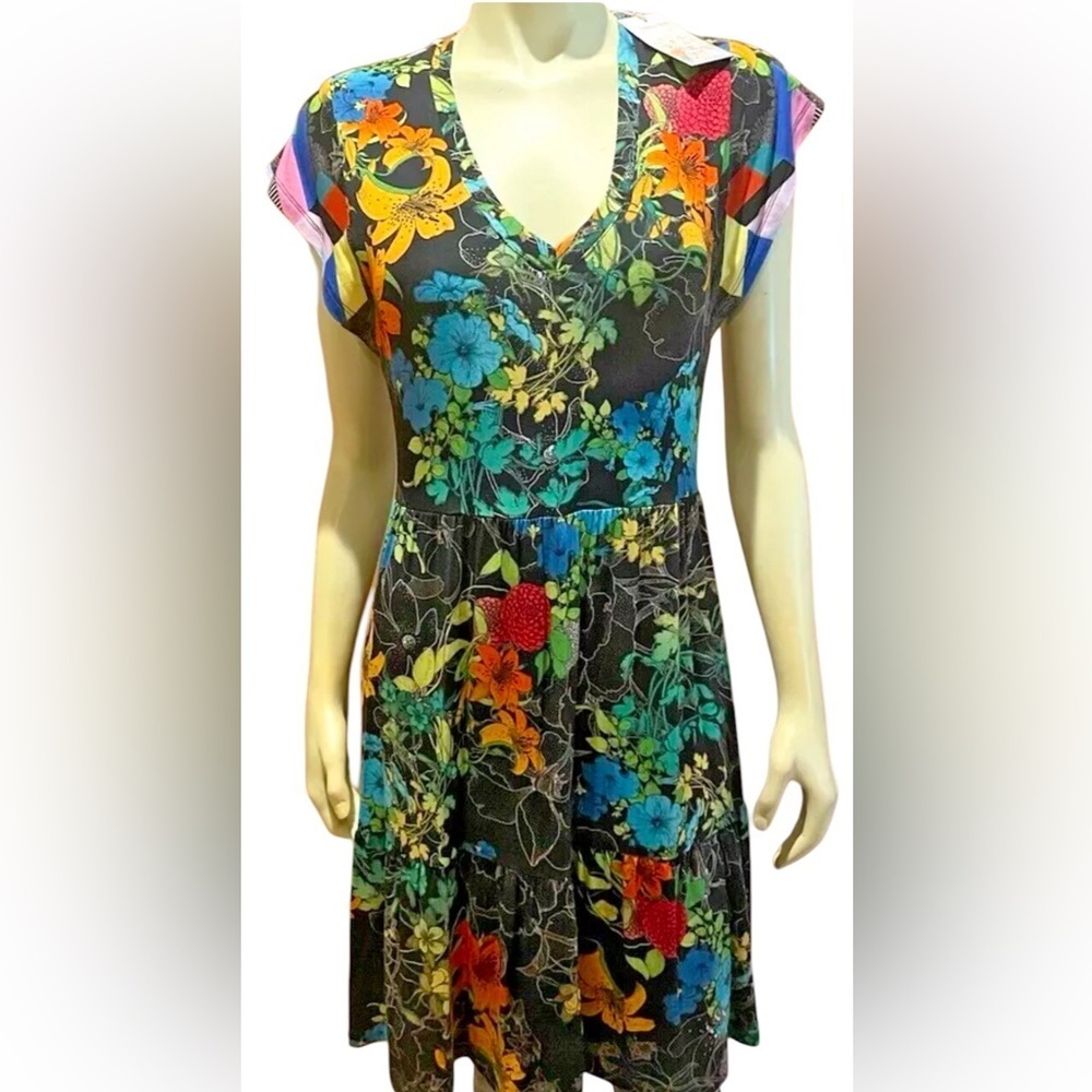 Johnny Was Nero Sequence Tiered Tea Length Dress Size XS NWT